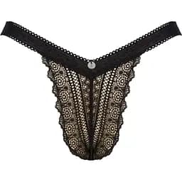 Мереживні трусики із заниженою талією Obsessive Estiqua panties M/L, чорні