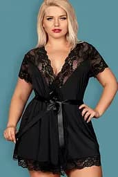 Пеньюар Obsessive 810-PEI-1 peignoir (Чорний, L/XL) Obsessive 80082 96796 - мініатюра 3