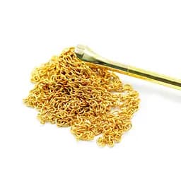Флогер з пензликом на ланцюжку DS Fetish Golden Metal 23 см