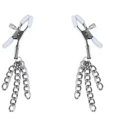 Затискачі для сосків з пензликами Feral Feelings - Nipple clamps Tassels, срібло/білий