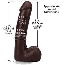 Фалоімітатор Doc Johnson The Realistic Cock ULTRASKYN 9 дюймів з мошонкою, шоколадний - мініатюра 5