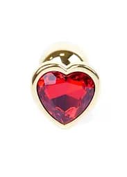 Анальна пробка Jewellery Gold Heart Plug Red - мініатюра 3