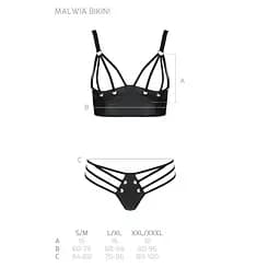 Комплект з еко-шкіри з люверсами та ремінцями Passion Malwia Bikini black L/XL - мініатюра 5