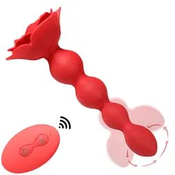 Анальна червона вібро пробка Rose rotating anal beads Boss Series 56-2025 103420