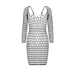 Бодістокінг-сукня з глибоким коміром Passion BS093 black довгі рукави One size - мініатюра 3