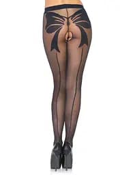 Колготки Leg Avenue Woven Bow Crotchless Pantyhose Black One Size - мініатюра 2