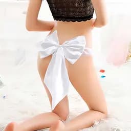Чарівні трусики з елегантним бантиком S/M Білий K0698-3