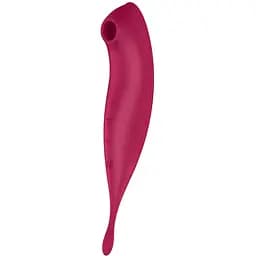 Вакуумный стимулятор клитора с вибрацией Satisfyer Twirling Pro+ красный