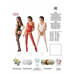 Бодістокінг Passion BS046 комбінезон з імітацією панчохи S/M/L red - мініатюра 5