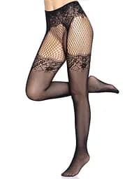 Колготки Leg Avenue Fishnet tights with back seam One size Black задній шов мереживо сітка - мініатюра 3