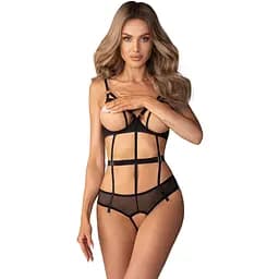 Боді Obsessive Euridia otwarte XS/S (чорний)