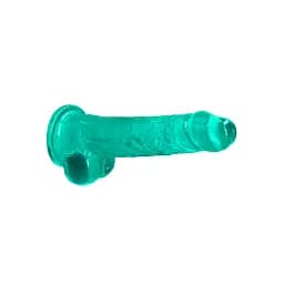 Фалоімітатор RealRock Crystal Clear 8" 21 см (зелений) - мініатюра 5
