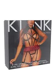 BDSM-костюм учениці Leg Avenue Harness teddy & skirt S Black, портупея, міні-спідниця, екошкіра - мініатюра 5
