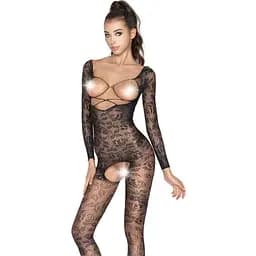 Бодистокинг Passion BS031 комбинезон с открытой грудью S/M/L black