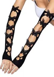 Мітенки Leg Avenue Butterfly applique arm warmers Black метелики - мініатюра 2