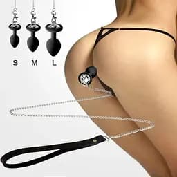 Силіконова анальна пробка Art of Sex Silicone Anal Plug with Leash size M - мініатюра 3