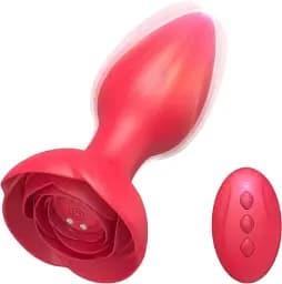 Анальна пробка I’MCUM Rose Plug з Пультом управління 10 режимів вібрації Червона (7970379617695) (IM-RosePlug_red)