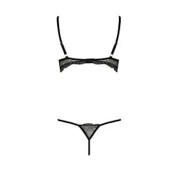 Комплект білизни VALERY Set OpenBra black - Passion Exclusive: стрепи: трусики відкритий ліф L/XL - мініатюра 6