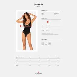Еротичний боді Obsessive Bellastia XL/2XL чорний - мініатюра 7