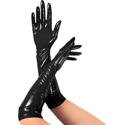 Глянсові вінілові рукавички Art of Sex - Lora, розмір M, колір Чорний