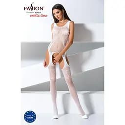 Бодістокінг Passion BS061 комбінезон імітація панчохи S/M/L white - мініатюра 2
