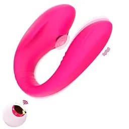 Вібратор вакуумний з пультом Jony силіконовий для пар 13 режимів вібрації 11,5 см фуксія