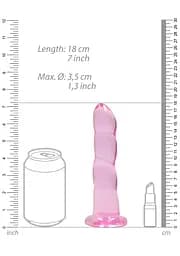 Фалоімітатор RealRock Crystal Clear 7" 18 см (рожевий) - мініатюра 7
