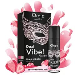 Рідкий вібратор Orgie Dual Vibe! Liquid Vibrator Strawberry Gin and Tonic 15 мл - мініатюра 4