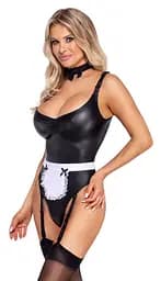 Боді Cottelli Collection Costumes Maid XL (чорний з білим) - мініатюра 7