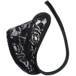 Стрінги чоловічі чорні без лямок комфортні L XL з мереживом