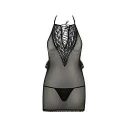 Сорочка прозора приталена ERZA CHEMISE black - Passion трусики S/M - мініатюра 3