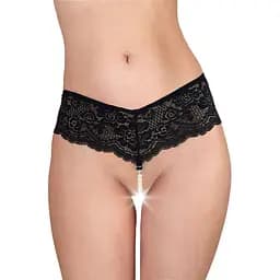 Сексуальные женские трусики Art of Sex Fabiana с жемчугом, черные, размер L-2XL