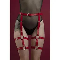 Гартеры Feral Feelings - Garter, натуральная кожа, Червоний