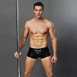 Еротичні чоловічі лакові труси JSY зі шнурівкою One Size Black