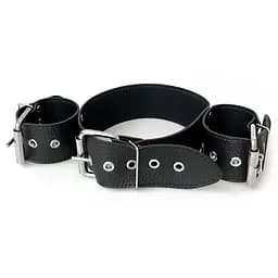 Нашийник з натуральною шкірою Art of Sex - Bondage Collar with Handcuffs - мініатюра 4