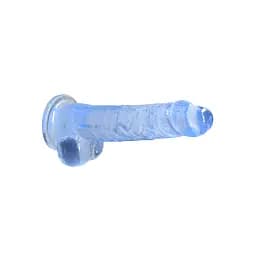 Фалоімітатор RealRock Crystal Clear 8" 21 см (блакитний) - мініатюра 2