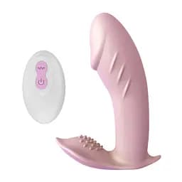 Вибратор-бабочка для женщин силиконовый с 10 режимами и пультом 96 мм розовый