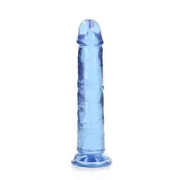 Фалоімітатор RealRock Crystal Clear Realistic Dildo 7'' 20 см блакитний - мініатюра 6