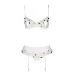 Сексуальний комплект із поясом для панчох Passion LOVELIA Set white L/XL - мініатюра 5