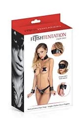 Ошейник с наручниками и цепочкой Fetish Tentation Neck and Wrist Chain Straps с маской на глаза Fetish Tentation SO3745 91425