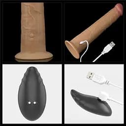 Вібратор Dual-Layered Silicone Rotator 10" Flesh - мініатюра 4