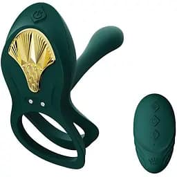 Смарт-ерекційне кільце Zalo Bayek подвійне з вставною частиною пульт д/у Turquoise Green