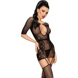 Бодістокінг Penthouse High stakes Black міні-сукня квітковий декор глибоке декольте панчохи XL