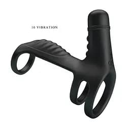 Насадка на пеніс з вібрацією Pretty Love Vibrating Penis Sling 11.5 см чорний - мініатюра 5