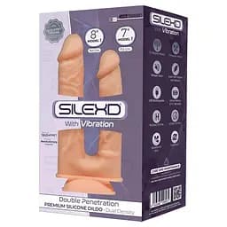 Подвійний фалоімітатор з вібрацією SilexD Double Gusto Flesh Motor (Model 1 size 8" & 7"), двошарові - мініатюра 3