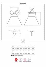 Еротичний мереживний комплект із сіточкою Obsessive 838-BAB-1 babydoll & thong black чорний пе XXL - мініатюра 8