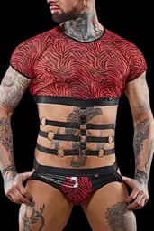 Топ із короткими рукавами Regnes Fetish Planet XL (чорний з червоним)