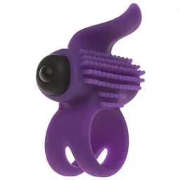 Ерекційне віброкільце Adrien Lastic Bullet Lastic Ring з язичком і щіточкою для стимуляції клітора