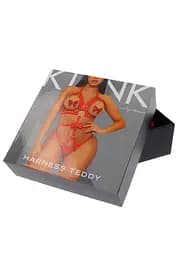 Портупея-тедді з ременів Leg Avenue Studded O-ring harness teddy L Red, екокожа - мініатюра 6