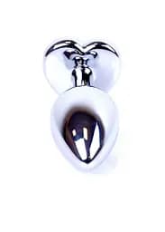 Анальна пробка з кристалом Jewellery Silver Heart Plug 7х2.7 см (червоний) - мініатюра 5